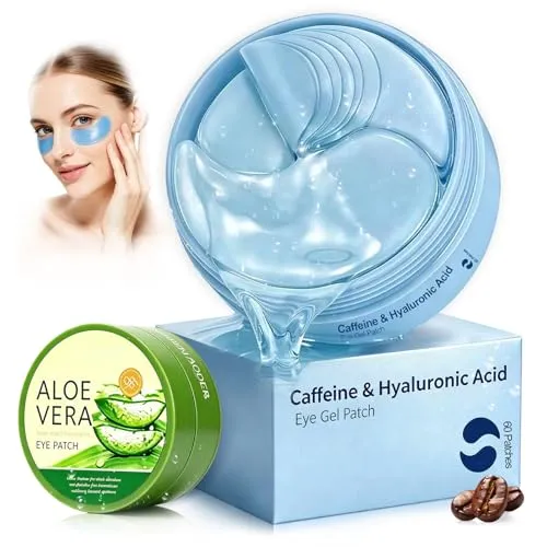Stück Aloe Vera und Koffein Augenpads, Augen Gel Pads, Straffend & Feuchtigkeitsspendend, Augenpads Gegen Augenringe, Effektive Linderung von Schwellungen, für Tägliche Routine 120