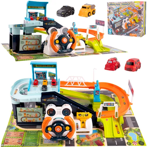 MalPlay Auto-Hindernis-Parcours Interaktive Garage Parkhaus 4 Lenkrad Hupe Blink