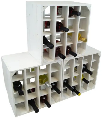Kistenkolli Altes Land Allzweckkiste 3er Set Weinregal Weiß 40x40x27 cm - Praktisches 3er Set Weinregal für 16 Flaschen. Die weißen Kisten bieten eine stilvolle Aufbewahrung und sind ideal für jede Weinliebhaber. Perfekt für den Einsatz in Küche oder Wohnzimmer! Mit geprüfter Qualität.