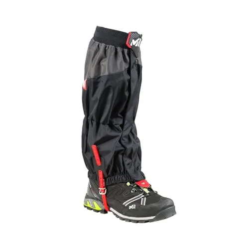Millet High Route Gaiters black/red (N2924) M - Gamaschen für alpine Abenteuer, wasserdicht und ergonomisch für optimalen Halt. Ideal für Trekking, Wandern und Bergsteigen, bieten sie zuverlässigen Schutz und Komfort.