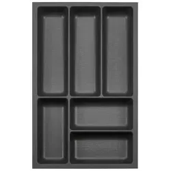 SO-TECH® Besteckeinsatz ORGA-BOX III Leinwandstil für Nobilia ab 08/2012 schwarz 29.1 cm x 5.05 cm x 47.3 cm