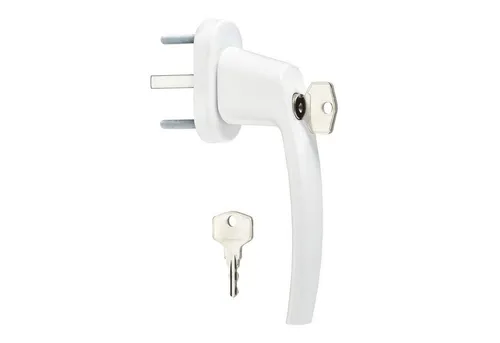 SO-TECH® Fenstergriff 45° Raster weiß 28x151x62 mm Terrassentürgriff Rasterolive, (1-tlg), 1 Stück abschließbar mit 2 Schlüsseln inkl. Schrauben