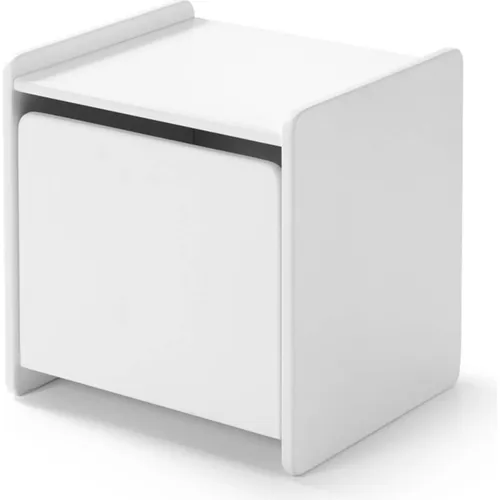 Vipack Nachtkommode Kiddy - 1-türig in Weiß - Nachttisch aus hochwertigem MDF mit weiß lackierter Oberfläche, ideal für Kinderzimmer. Gerundete Kanten sorgen für Sicherheit und modernes Design.