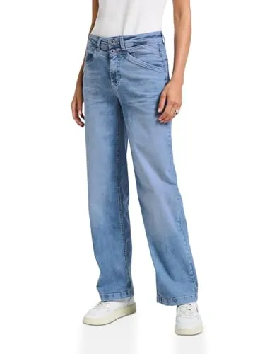 STREET ONE Damen 3716899 Wide Leg Jeans, Light Blue Washed von Street One