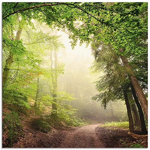 ARTland Wanddeko Glasbilder - Quadratisches Naturbild mit Wald und Nebel - Poster & Kunstdrucke: Hochwertiges Glasbild aus 4 mm Floatglas, UV-beständig und geruchslos, direkt zum Aufhängen – ideal für jedes Zuhause.