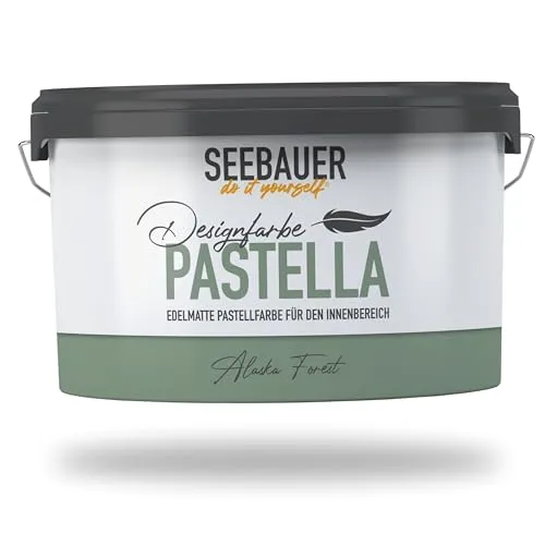 SEEBAUER diy Pastellfarbe PASTELLA Grün 2,5L - Edelmatte Wandfarbe für ein gesundes Raumklima - Farben: Hochwertige, abwaschbare Innenfarbe mit sehr hoher Deckkraft und umweltfreundlichen Inhaltsstoffen. Ideal für Haushalte mit Kindern oder Haustieren.