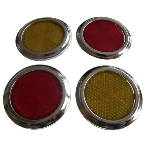MAUK® Reflektoren Aufkleber 4 teiliges Set | selbstklebende Katzenaugen Gelb & Rot | Sicherheit für Schulweg & Schulanfang