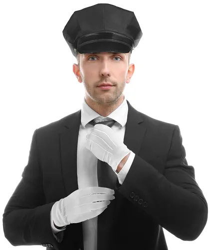 Balinco Chauffeur Kostüm Set 3-TLG. mit Mütze, Krawatte & Handschuhen für Hochzeiten und Partys