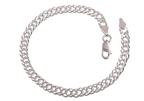 Silberketten Store Zwillingspanzerkette Armband 5,5mm breit - 925 Sterling Silber, Länge 16-25cm