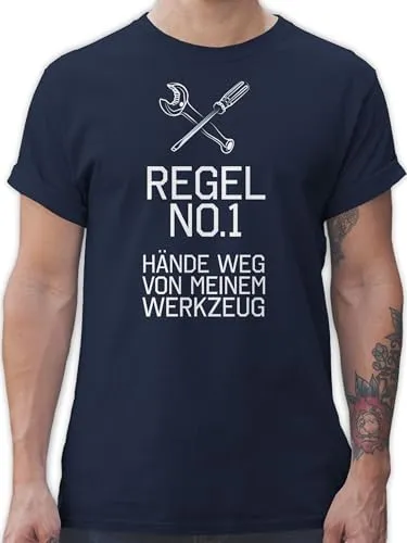 T-Shirt Herren - Handwerker Geschenke - Regel No.1 Hände Weg von Meinem Werkzeug - 3XL - Navy Blau - Schrauber Tshirt arbeitstshirts Handwerk Heimwerker Shirts männer arbeits Mechaniker