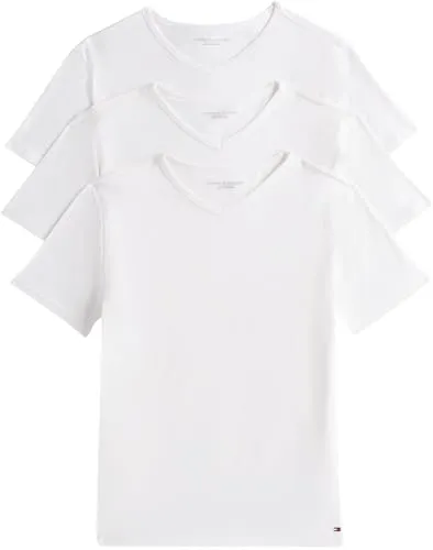 Tommy Hilfiger Herren 3er Pack T-Shirts Kurzarm Stretch V-Ausschnitt, Weiß (White/White/White), XL