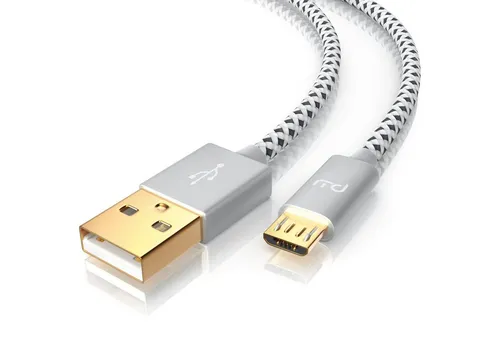 Primewire USB-Kabel, 2.0, Micro-USB (100 cm), 2,4A MicroUSB Schnellladekabel, Nylon, Metallstecker, Datenkabel - 1m