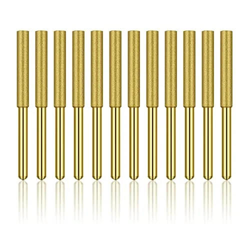 LELE LIFE 12-teiliger Diamant-Kettensägenschärfer, hohe Härte, titanbeschichtete Grat-Schleifsteinfeile, Kettensägenschärfer-Stein-Schleifeinsätze, 5/32 Zoll, 4 mm