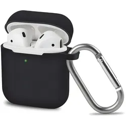 AVANA Hülle für Apple AirPods 2 & 1 Schutzhülle Silikon Cover Kopfhörer Slim Fit Case Tasche Schwarz - Schwarz