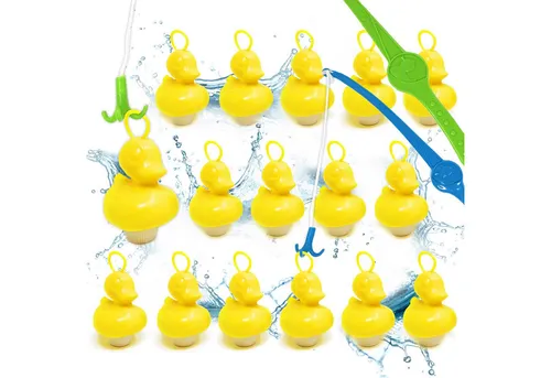 AMLI Spielzeug-Gartenset Entenangeln - Spielzeug-Gartenset mit 16 bunten Enten und 2 Angeln, fördert Geschicklichkeit und macht Kindern ab 3 Jahren Spaß im Freien.