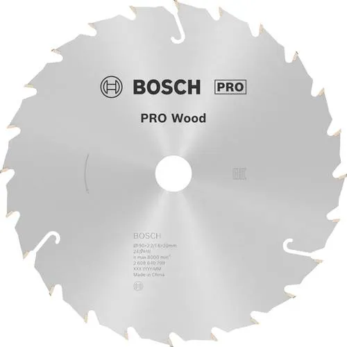 Bosch Hartmetall Kreissägeblatt 190 x 20 mm - Kreissägeblatt für präzise Längs- und Querschnitte in Holz, mit 24 Carbide-Zähnen für hohe Schnittleistung und reduzierten Vibrationen.
