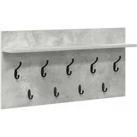 vidaXL Wandmontierter Kleiderständer Betongrau 80 x 40 x 12 cm - Bürostühle: Moderner, wandmontierter Kleiderständer zur platzsparenden Aufbewahrung mit robusten Holzregalen und funktionalen Haken für eine organisierte Umgebung.