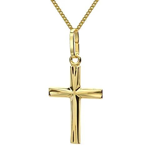 Edle Kreuz Kette Gold 375 für Damen - Halskette mit 9 Karat Gelbgold Kreuz-Anhänger, perfekt als Geschenk für besondere Anlässe wie Konfirmation oder Weihnachten.