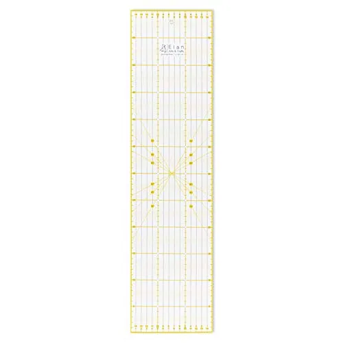 Elan Patchwork Lineal 60x15 cm, Anti Rutsch Quilt Lineal 60 x 15cm, Schneiderlineal 60 cm, Nählineal, Quilting Ruler, Stofflineal Groß