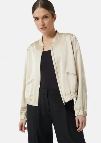 comma Blouson aus Satin beige 46 - Funktionsjacken mit Boxy Shape und Stehkragen, ideal für Urlaub und Beruf, leicht gefüttert und elegant mit Reißverschluss.