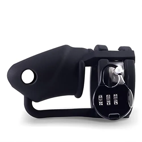 Lock-a-Willy Silikon Keuschheitskäfig - Bondage-Set mit Drei-Größen-Anpassungssatz für individuellen Komfort und Sicherheit, inklusive Anschlussketten und Nummernschloss.