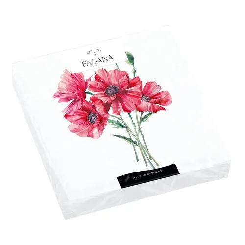 Servietten Poppy Mohnblumen Blumen Garten Wiese Sommer rot weiß Deko 33x33cm 20