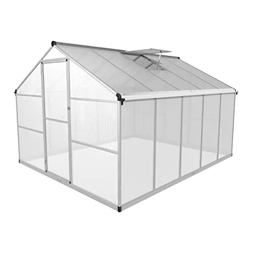 Uniprodo Gewächshaus 310 x 250 x 195 cm – Robustes Treibhaus aus Aluminium und Polycarbonat - Garten-Zubehör – Langlebiges Gewächshaus für optimale Wachstumsbedingungen, mit stabiler Konstruktion und einfacher Montage für eine lange Erntezeit.