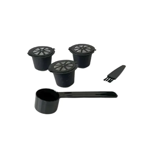 Fackelmann 42235 Wiederverwendbare Kapseln Set Nespresso Kapseln, Nespresso Pads, Nespresso Kaffee, Zubehör für Kaffeemaschinen, Kunststoff, Schwarz, 3,7 x 2,7 cm