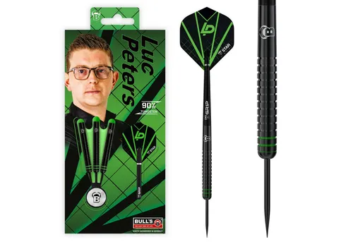 Bull's Steeldarts Luc Peters 90% Tungsten 22g Schwarz - Pfeile aus 90% Tungsten für maximale Präzision, ideal für ambitionierte Steeldart-Spieler, Gewicht: 22g, elegantes schwarzes Design.