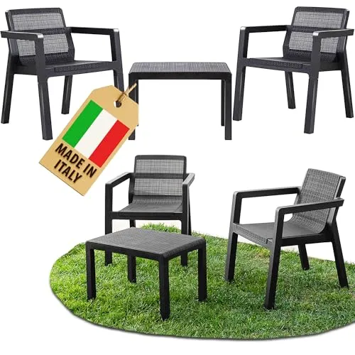 Ondis24 Riviera Balkonmöbel Set 3-teilig - Unterhaltungssets für die Terrasse mit modernem Jute Flecht-Look, wetterfest und ideal für kleine Balkone – perfekt für entspannte Stunden im Freien.