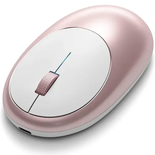 Satechi M1 Maus Bluetooth Optisch Roségold 1200 dpi - Moderne Bluetooth-Maus für Mac und Windows mit ergonomischem Design für Links- und Rechtshänder. Kabelloses Aufladen über USB-C und bis zu 10 Meter Reichweite.