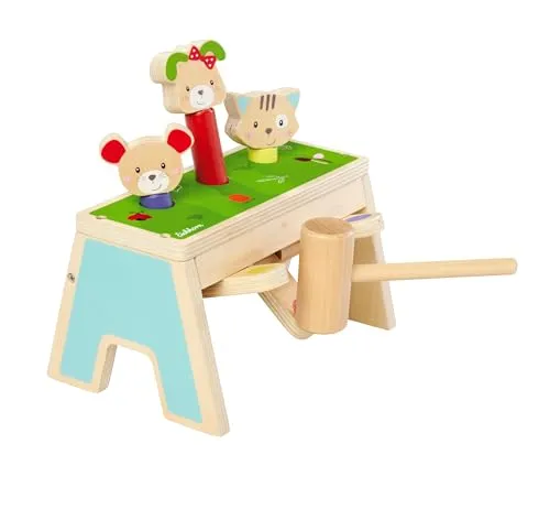 Eichhorn – Pop Up Klopfspiel Friends mit 3 bunten Spielflächen und Holzhammer, lustiger Überraschungseffekt für stundenlangen Spielspaß, 13x19 cm groß, aus 100%FSC zertifiziertem Birkenholz, ab 1 Jahr