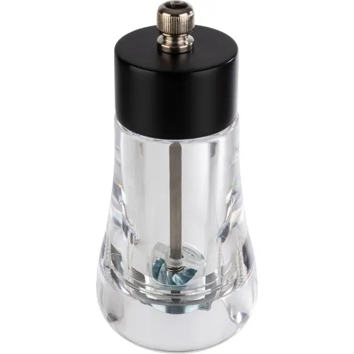 APS Gewürzmühle Pfeffer, manuell 13 cm – Eleganz trifft Funktionalität - Küchenhelfer mit stufenlos einstellbarem Mahlgrad für perfekte Würze, aus hochwertigem Acryl und Carbonstahl für beste Mahlqualität.