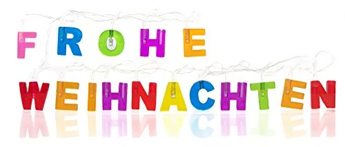 Möbelbörse LED Lichterkette Frohe Weihnachten Weihnachtsdeko Fensterschmuck Innen Bunt Fensterdeko Schmuck Schriftzug Dekoration Frohe Weihnachten Batteriebetrieb
