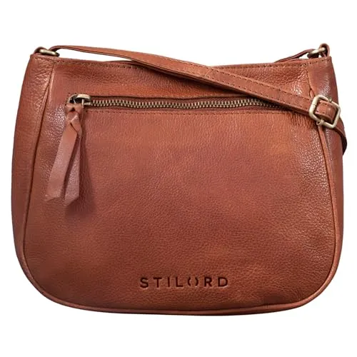 STILORD Samira Handtasche Leder Frauen zum Umhängen Vintage Umhängetasche für Damen-Tasche Abendtasche Elegante Echtleder Tasche Farbe:Texas - braun