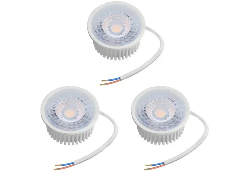 Oktaplex lighting LED-Leuchtmittel 3 Stück LED Module dimmbar 50mm GU10 / MR16 geeignet 5W 380 Lumen, 230V, 3 St., warmweiß, 3000K - Aufbauspots kompatibel