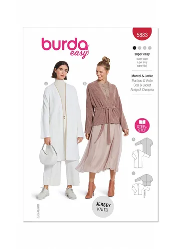 BURDA B5883 Jacke Mantel Schnittmuster Damen Gr. 8-18 Super Easy