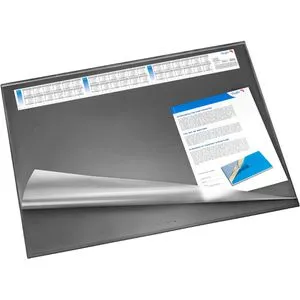 Läufer Schreibunterlage 49646, Synthos II, schwarz - Schreibunterlage mit abwaschbarer Oberfläche und Sichtplatte, ideal für Büro und Schule. Inklusive 3-Jahreskalender und rutschfester Rückseite aus Schaumgummi für mehr Komfort.