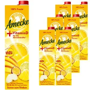 Amecke Saft + Vitamin D, 100% Fruchtgehalt, je 1 Liter, 6 Stück