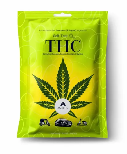 ASPILOS Drogen-Schnelltest THC Selbsttest für Zuhause in 5 Minuten - Cannabis Speicheltest, 1-tlg., selbst durchführbar im Mundraum, THC-Spiegel, Schnelltest, ohne medizinischen Vorkenntnisse