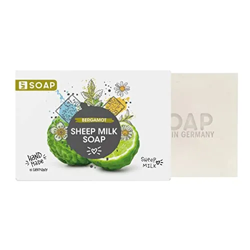 Accentra Handgefertigte Schafmilchseife MY SOAP Bergamotte, 100 g Seifenstück mit Bergamotteduft, handgemachte feste Seife, Geschenk für Frauen und Männer zu Geburtstag, Muttertag und Vatertag