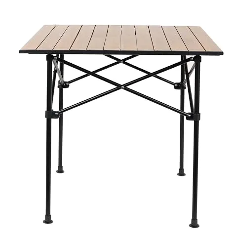 Ondis24 Campingtisch Klapptisch Gartentisch aus Aluminium faltbar, Falttisch, Picknicktisch belastbar bis 50kg (braun, 71 x 69.5 x 67.5 cm)