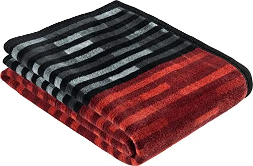 LOOKS BY WOLFGANG JOOP Wohndecke Baumwollmischung grau/rot Größe 150x200 cm