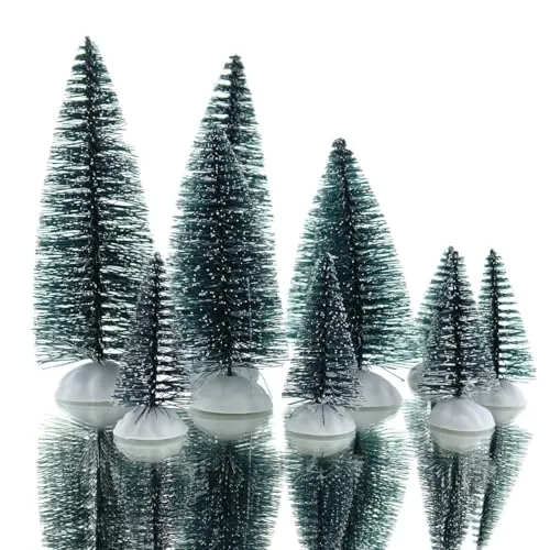 Kaemingk Weihnachtsdeko Kleiner Wald Grün beschneit 10er Set im Beutel - Kunststoff