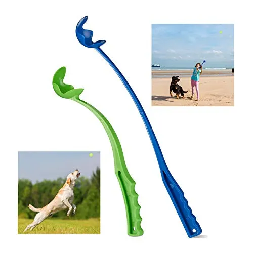 Ballschleuder für Hunde, Ballwerfer, Ballwurfarm, Wurfschleuder für Tennisbälle, Wurfarm, Hundespielzeug, blau/grün 4 x