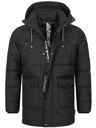 Indicode Herren INWess Steppjacke mit Kapuze | Sportliche Winterjacke für Männer in Schwarz, XL - Diese gesteppte Winterjacke vereint sportlichen Look und praktische Details. Ideal für kalte Tage, schützt die Kapuze vor Wind und Kälte. Robuste Verarbeitung für den Alltag.