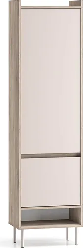 Lomadox Flur Garderobenschrank 54 cm breit in Kaschmir und Eiche - Eleganter Garderobenschrank mit Softclose-Funktion und ausziehbarer Kleiderstange, ideal für durchdachten Stauraum in deinem Flur.