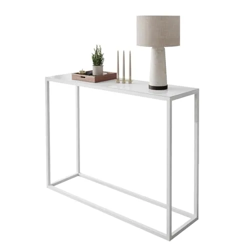 Lookway Konsolentisch MODERN Glass – Eleganter Konsoltisch mit Glasplatte und Hochwertigem Metallgestell, Modernes Design für Flur (Weißes Glass, Breite: 100 cm, Weiß)