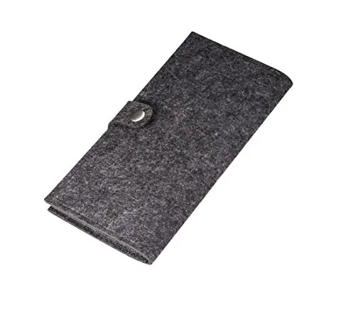 Reiseorganizer aus Filz GRAU – Moderne Reise Tasche, Dokumententasche, Etui, Reisemappe für Reisedokumente mit Druckknopfverschluss – vielen Fächer, für Dokumente, Stift, Karten, Flugticket