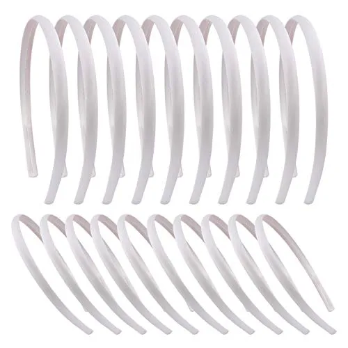 Candygirl 20 Stück Satin Stirnbänder 1 cm Haarreif Weiß Satin Haarbänder Mädchen Satinhaarreifen DIY Satinstirnbänder für Kinder Mädchen DIY Stirnbänder (Weiß)